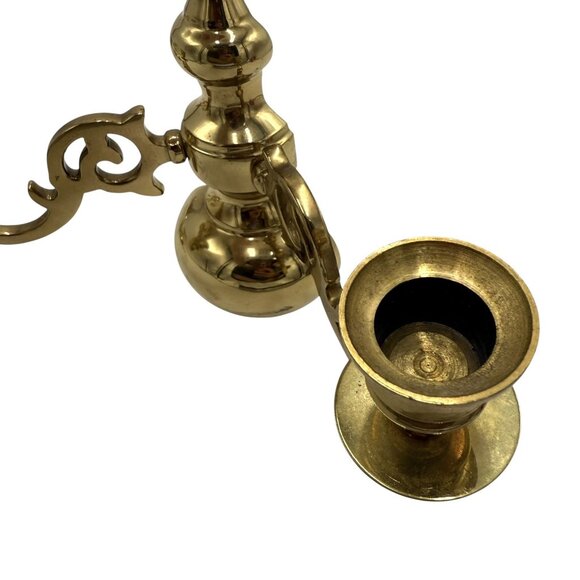 Set of 2 Vintage Valsan Portugal Brass Candlestick Double Arm Wall Sconces 9.5” - Picture 6 of 12